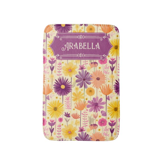 Arabella Cascading Modernes Blumenmuster Badematte (Vorderseite Vertikal)