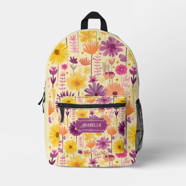 Arabella Cascading Modernes Blumenmuster Bedruckter Rucksack (Vorderseite)