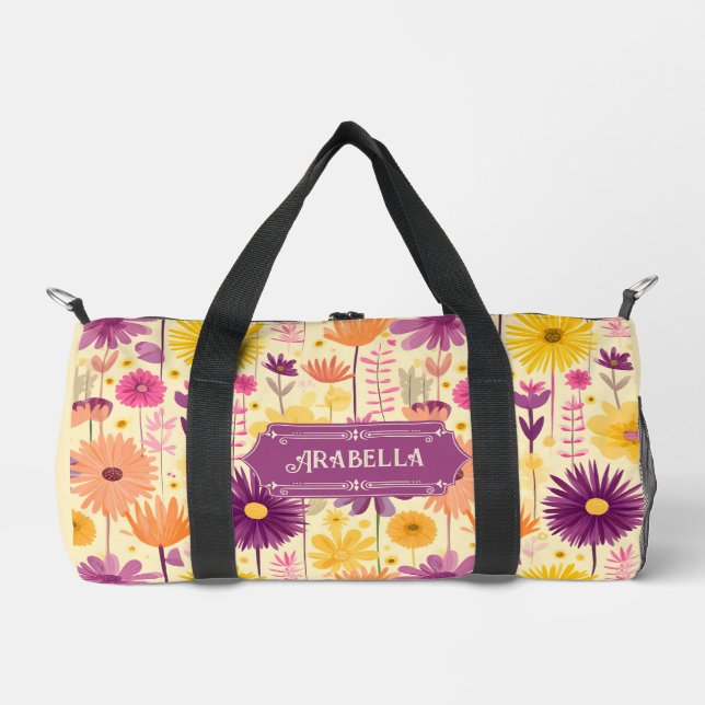 Arabella Cascading Modernes Blumenmuster Duffle Bag (Vorderseite)