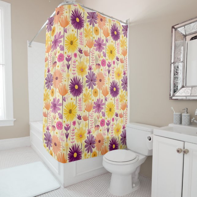 Arabella Cascading Modernes Blumenmuster Duschvorhang (Beispiel)