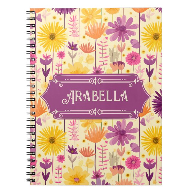 Arabella Cascading Modernes Blumenmuster Notizblock (Vorderseite)