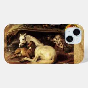 ARABER-TENT MIT HORSE Orange Agate Gem Monogramm iPhone 15 Hülle