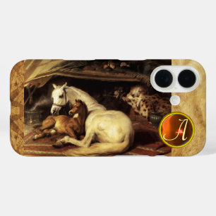 ARABER-TENT MIT HORSE Orange Agate Gem Monogramm iPhone 16 Hülle