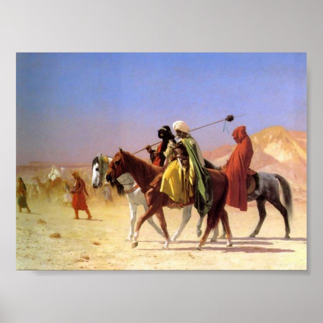 Araber überqueren die Wüste von Gerome Canvas Prin Poster (Vorne)