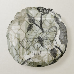 Arabeske-Schmetterlinge II Rundes Kissen