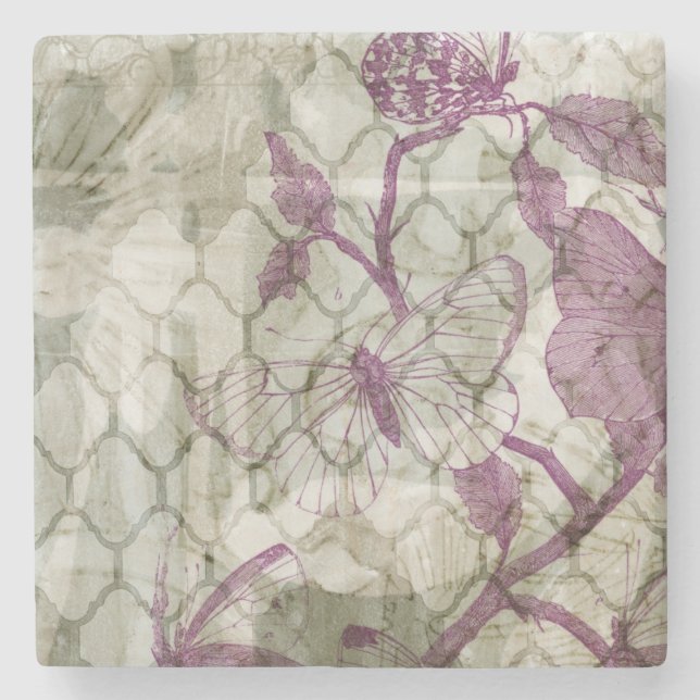 Arabeske-Schmetterlinge IV Steinuntersetzer (Vorderseite)