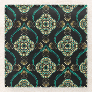 Arabesken-Blumenmuster, Vintage-Eleganz-Muster. Glasuntersetzer