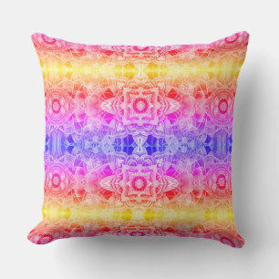 Arabesken-Mandala in Lila, Gelb und Rosa Kissen