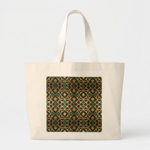 Arabesken-Ornament Creme Gold-Tasche Jumbo Stoffbeutel