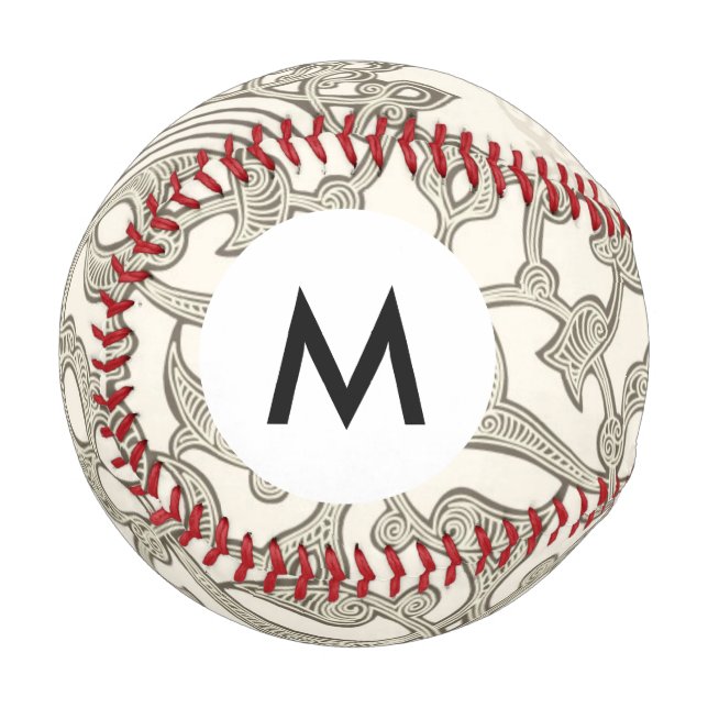 Arabesken-Stil-Spitze mit Monogramm Baseball (Vorderseite Links)