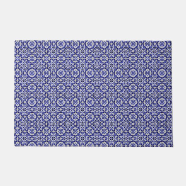 Arabesque Arabischer Nahost Blaue Tile Fußmatte (Vorderseite)