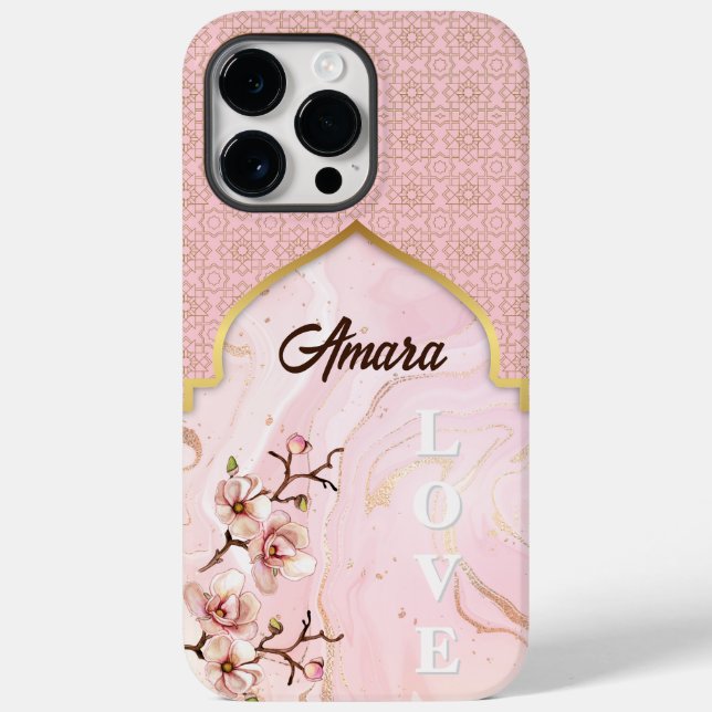 Arabesque Arch | Blush-Marmor und Gold Case-Mate iPhone Hülle (Rückseite)