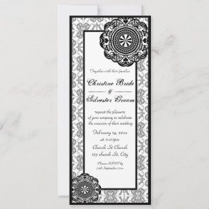 Arabesque Black Lace, 4x9,25 Hochzeits-Einladung Einladung