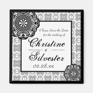 Arabesque Black Lace, quadratischer Magnet zur Vor