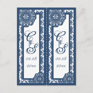 Arabesque Blaues Spitzenmuster, Souvenir 2x Leseze Postkarte