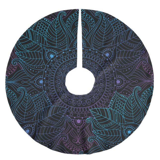 Arabesque Bliss: Oriental Mandala Magic Polyester Weihnachtsbaumdecke (Vorderseite)