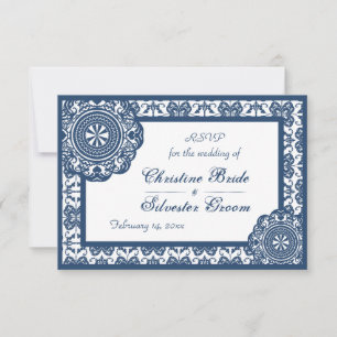 Arabesque Blue Lace, 3.5"x5" Hochzeit rsvp Einladung
