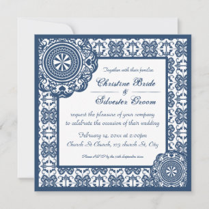 Arabesque Blue Lace, 5,25x5,25 Hochzeitseinladung Einladung