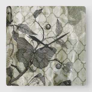 Arabesque Butterfells I Quadratische Wanduhr