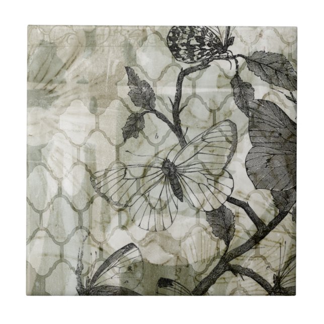 Arabesque Butterflies II Fliese (Vorderseite)