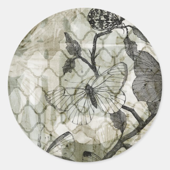 Arabesque Butterflies II Runder Aufkleber (Vorderseite)