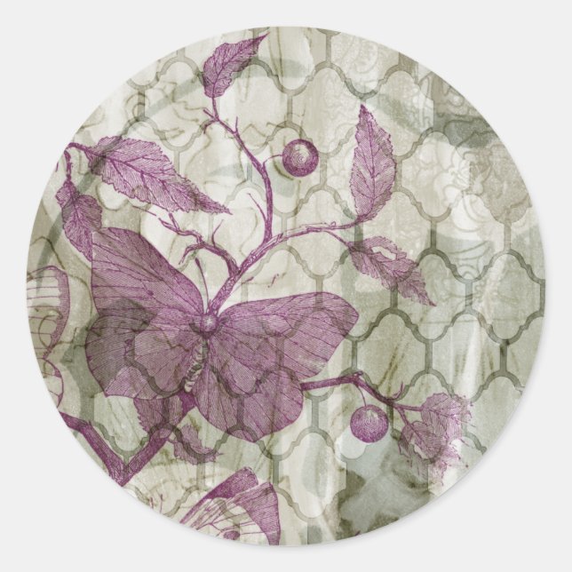 Arabesque Butterflies III Runder Aufkleber (Vorderseite)