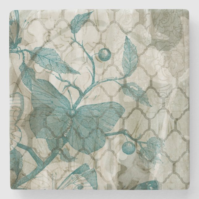 Arabesque Butterflies V Steinuntersetzer (Vorderseite)