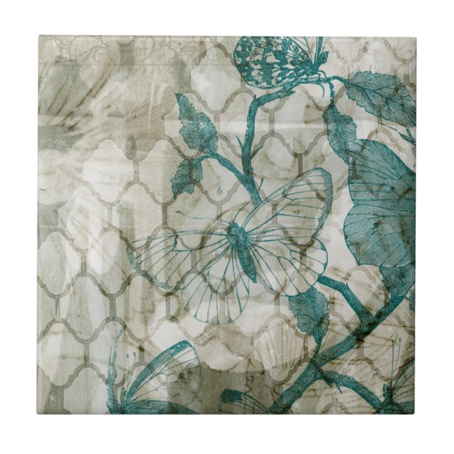 Arabesque Butterflies VI Fliese (Vorderseite)