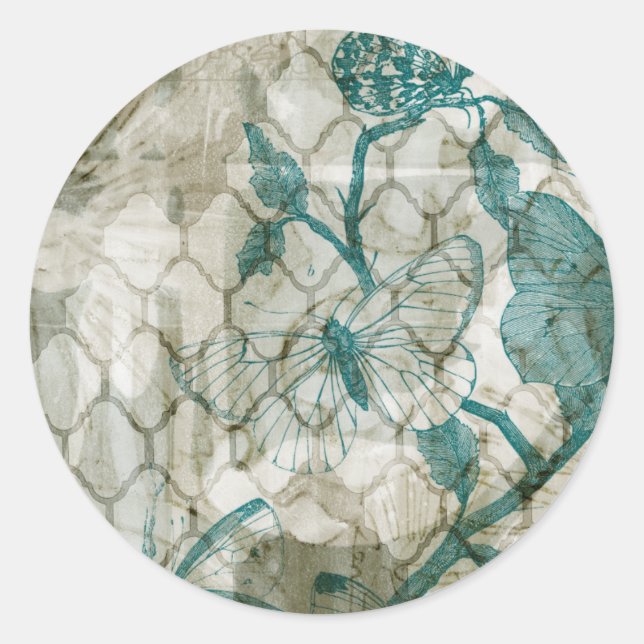 Arabesque Butterflies VI Runder Aufkleber (Vorderseite)