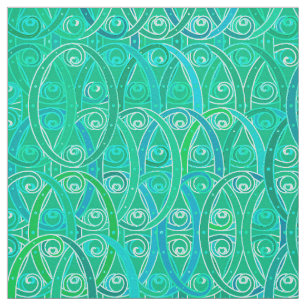 Arabesque-Damast - Aqua und Türkis Stoff