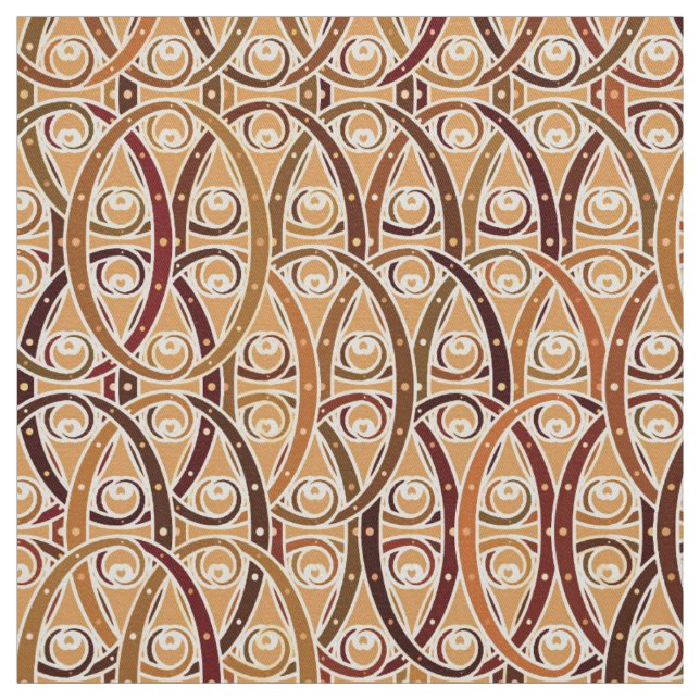 Arabesque-Damast - braun und Kamelbraun Stoff (Muster)
