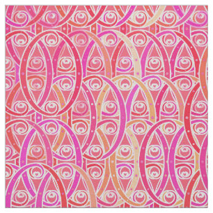 Arabesque-Damast - Farbtöne von Korallenrosa Stoff