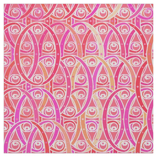 Arabesque-Damast - Farbtöne von Korallenrosa Stoff (Muster)