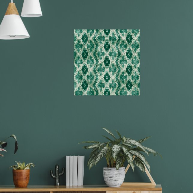 Arabesque Design Art - Elegantes Grünes Dekor P Poster (Wohnzimmer 1)