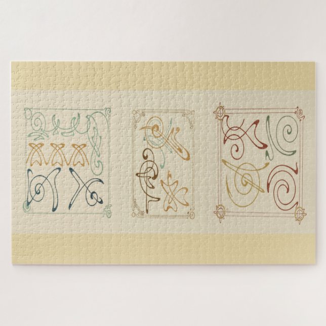 Arabesque Elegance - Abstraktes Design von Mucha Puzzle (Horizontal)
