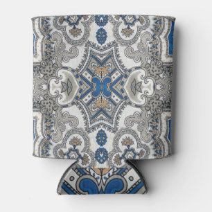 Arabesque Elegance: Weißblaues islamisches Muster. Dosenkühler