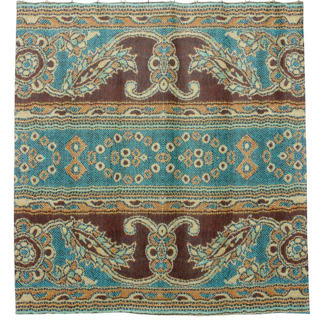 Arabesque Fabric Paisley Oriental Design Duschvorhang (Vorderseite)
