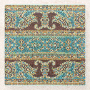 Arabesque Fabric Paisley Oriental Design Glasuntersetzer