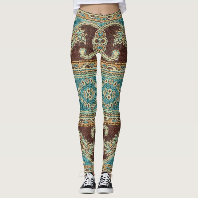 Arabesque Fabric Paisley Oriental Design Leggings (Vorderseite)