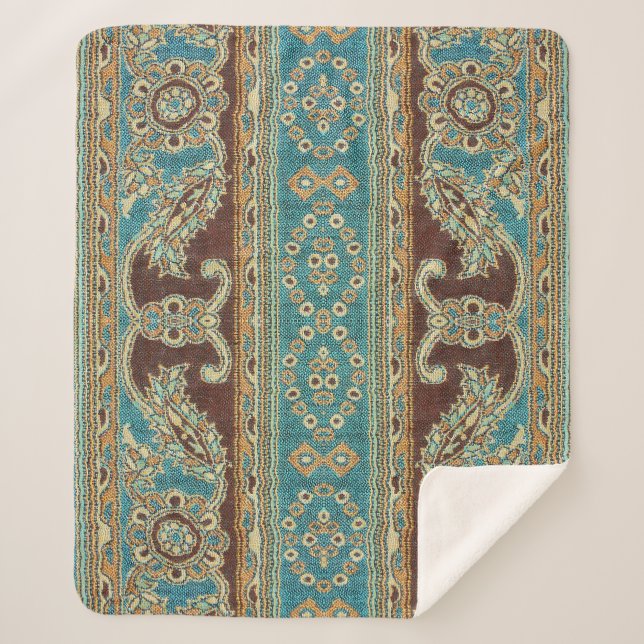 Arabesque Fabric Paisley Oriental Design Sherpadecke (Vorderseite)