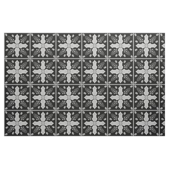Arabesque Frühling des Lebens Blumenkreuz Silbersc Stoff (Yard (91,4 cm))