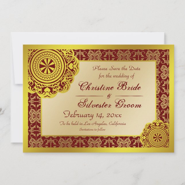 Arabesque Gold Lace, 12x18 Save the Date (Vorderseite)
