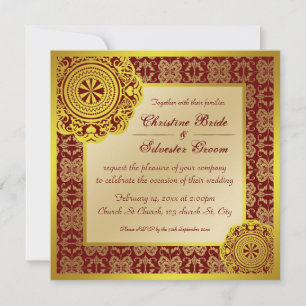 Arabesque Goldlitze, 5,25x5,25 Hochzeitseinladung Einladung