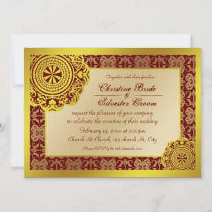 Arabesque Goldlitze, 5,5x7,5 Hochzeitseinladung Einladung