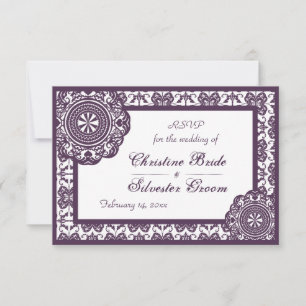 Arabesque Lila Lace, 3.5"x5" Hochzeit rsvp Karte