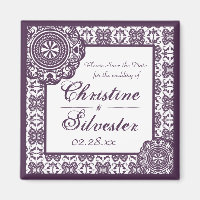 Arabesque Lila Spitze, quadratisch Save the Date