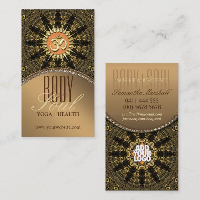 Arabesque Mandala Gold OM New Age Business Card Visitenkarte (Vorne/Hinten)
