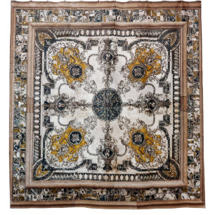 Arabesque Marmortextur Vintage Patchwork Duschvorhang
