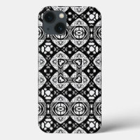 Arabesque Mosaik Fliesenmuster Schwarz-Weiß