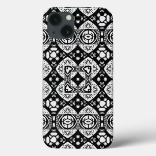 Arabesque Mosaik Fliesenmuster Schwarz-Weiß Case-Mate iPhone Hülle